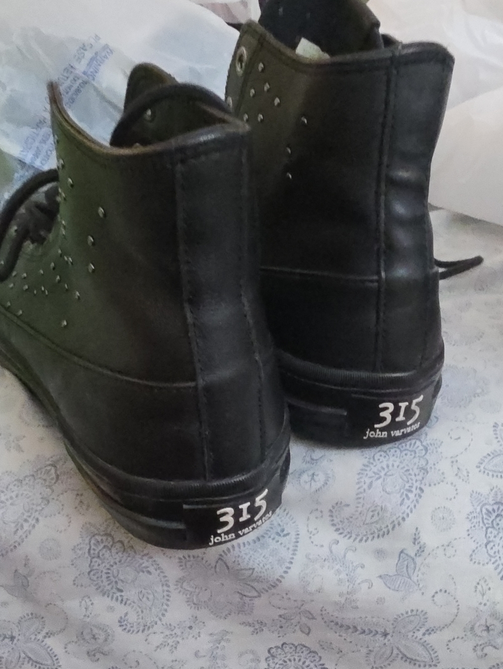 John Varvatos Black Studded High-Top Sneakers - Men